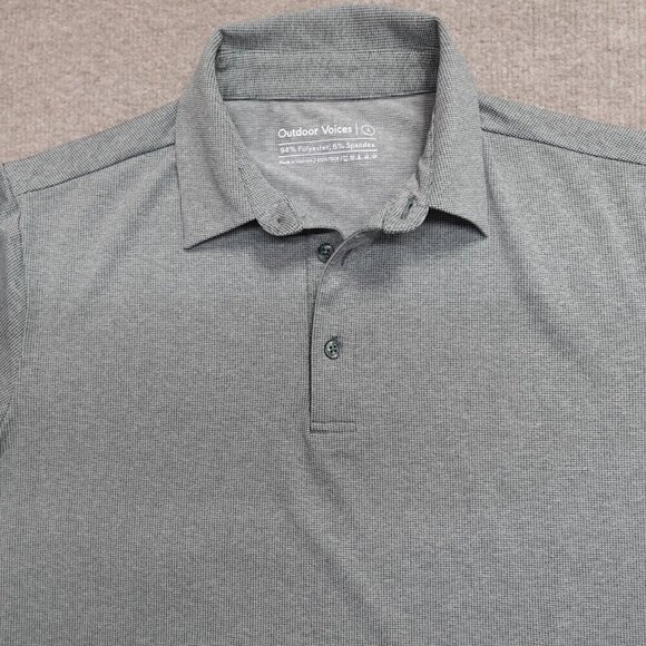 Outdoor Voices Polo Shirt Small Green Microcheck Performance - Picture 2 of 6